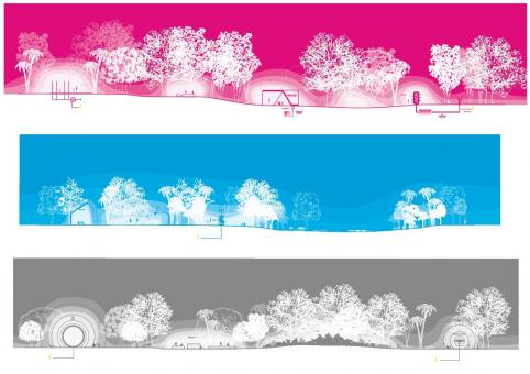 “Catherine Mosbach y Philippe Rahm visualizaron la temperatura, la humedad y la contaminación del lugar mediante simulaciones virtuales para “micro-ajustar”...